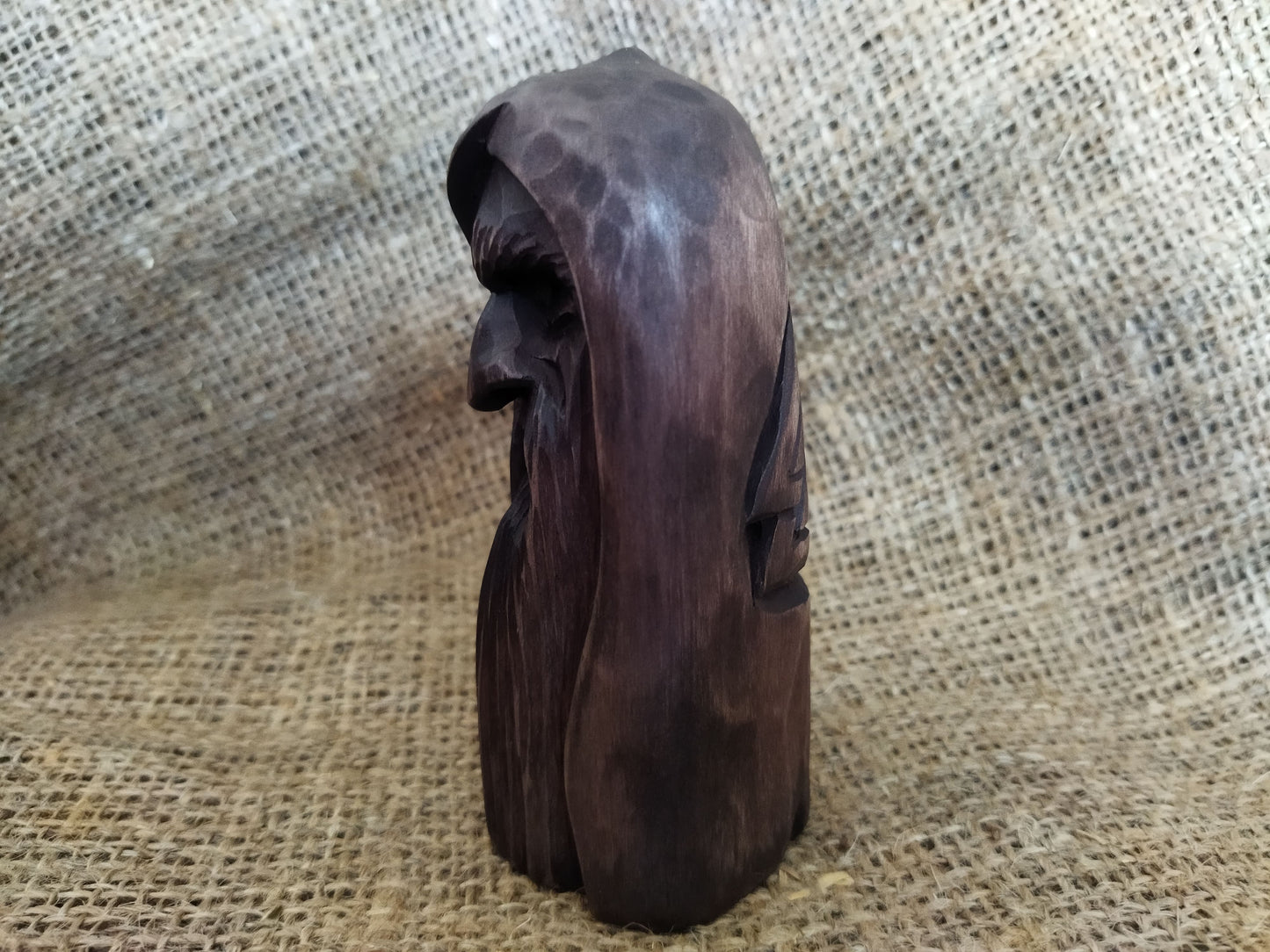 Odin statue. Handmade wooden statue of the god Odin