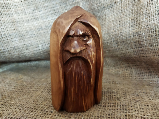 Odin statue. All-Father Odin Wooden Figurine - Hand-Carved Nordic God Statue