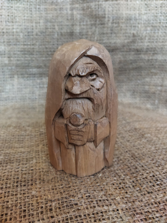 Handcrafted Wooden Odin Figurine