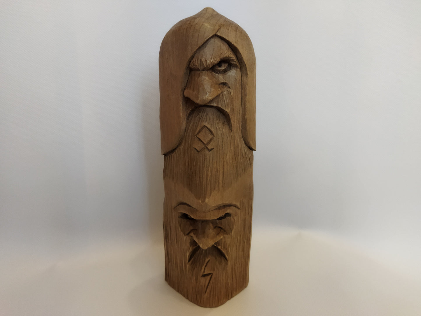 Odin statue. Baldr statue. Thor statue. Freyr statue. A statue of the four gods. Wood carving.