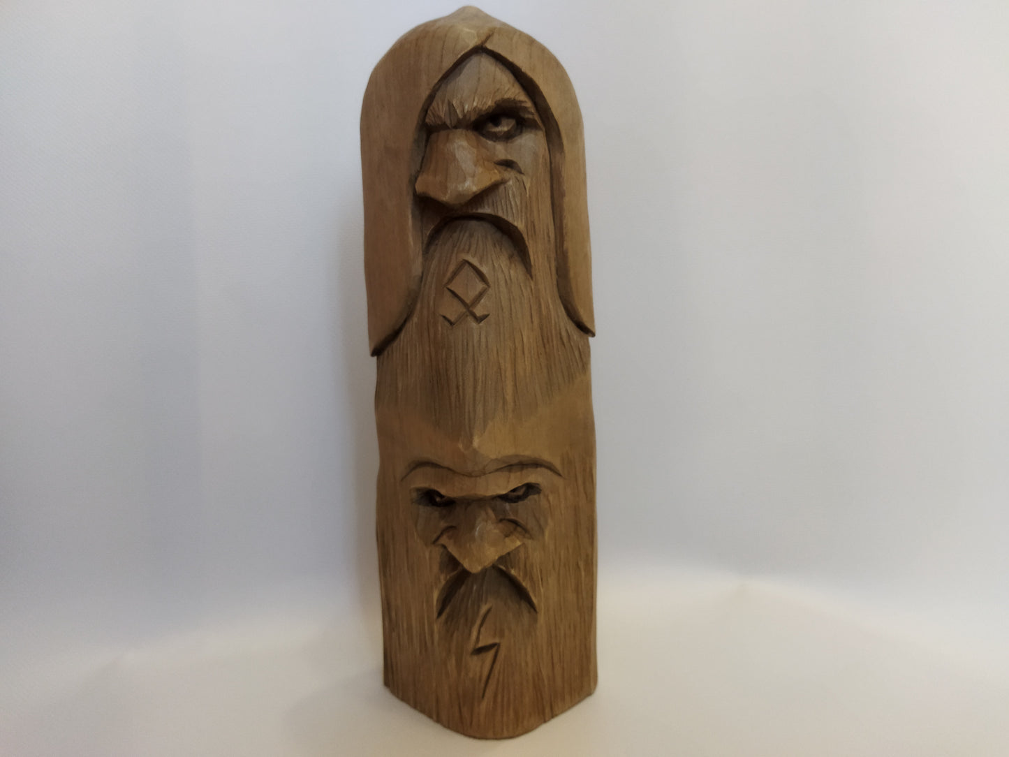 Odin statue. Baldr statue. Thor statue. Freyr statue. A statue of the four gods. Wood carving.