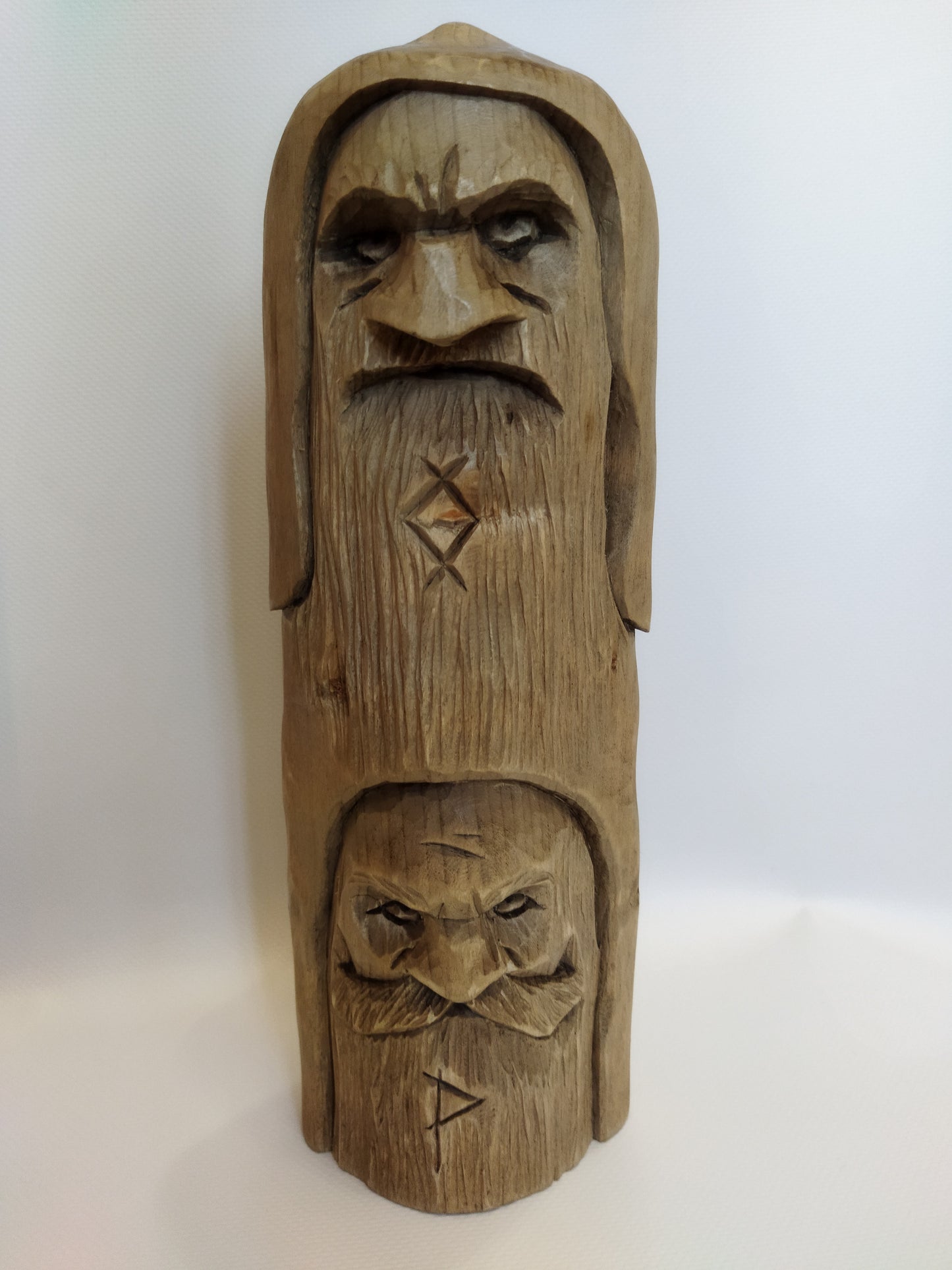 Odin statue. Baldr statue. Thor statue. Freyr statue. A statue of the four gods. Wood carving.