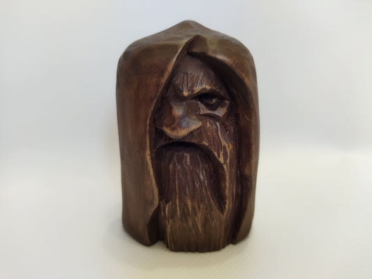 Odin statue. Wood carving. Scandinavian mythology. Nordic Gods. Wotan idol