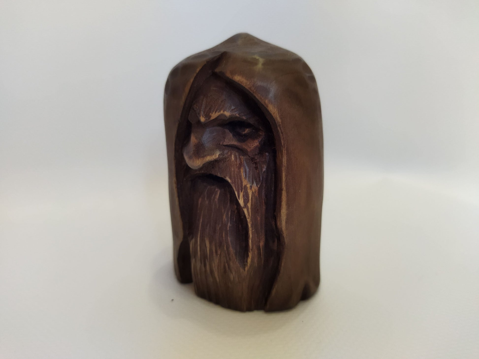 Odin statue. Wood carving. Scandinavian mythology. Nordic Gods. Wotan idol