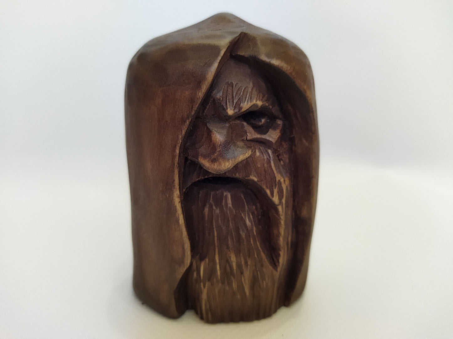 Odin statue. Wood carving. Scandinavian mythology. Nordic Gods. Wotan idol