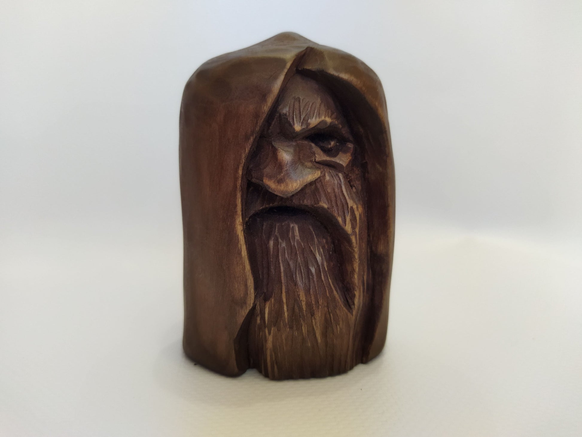 Odin statue. Wood carving. Scandinavian mythology. Nordic Gods. Wotan idol