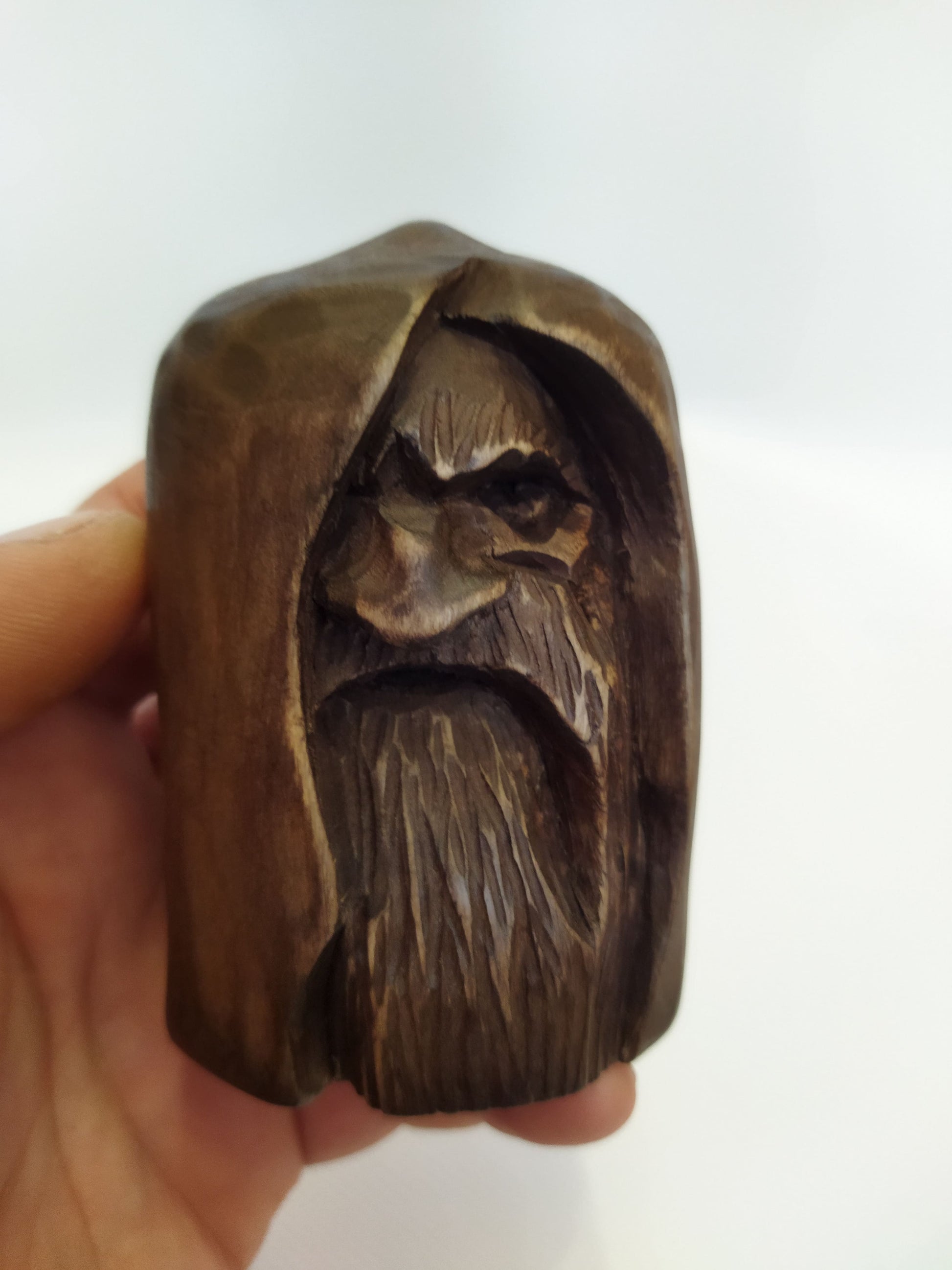 Odin statue. Wood carving. Scandinavian mythology. Nordic Gods. Wotan idol