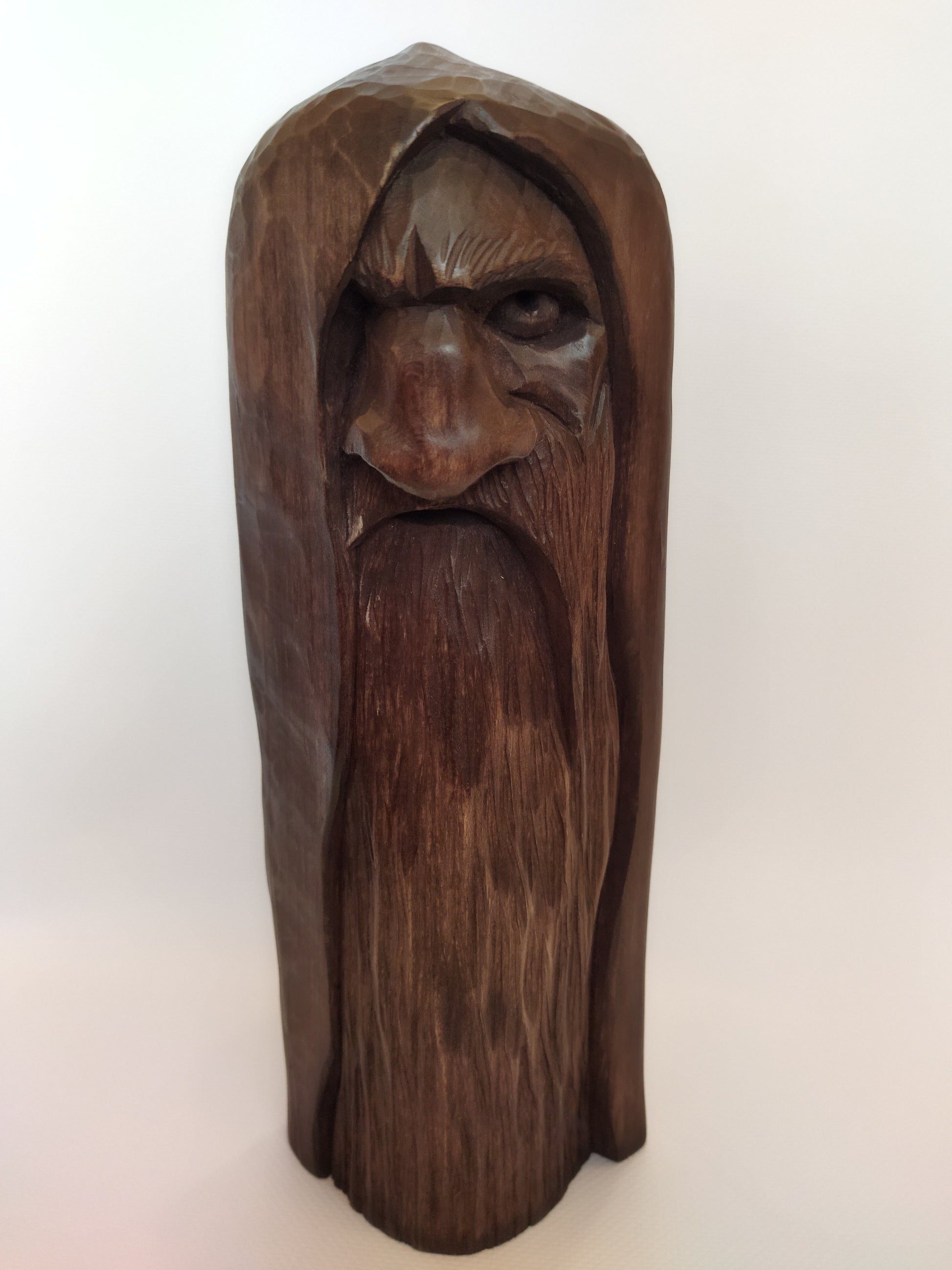 Odin statue. Handmade wooden statue of the god Odin