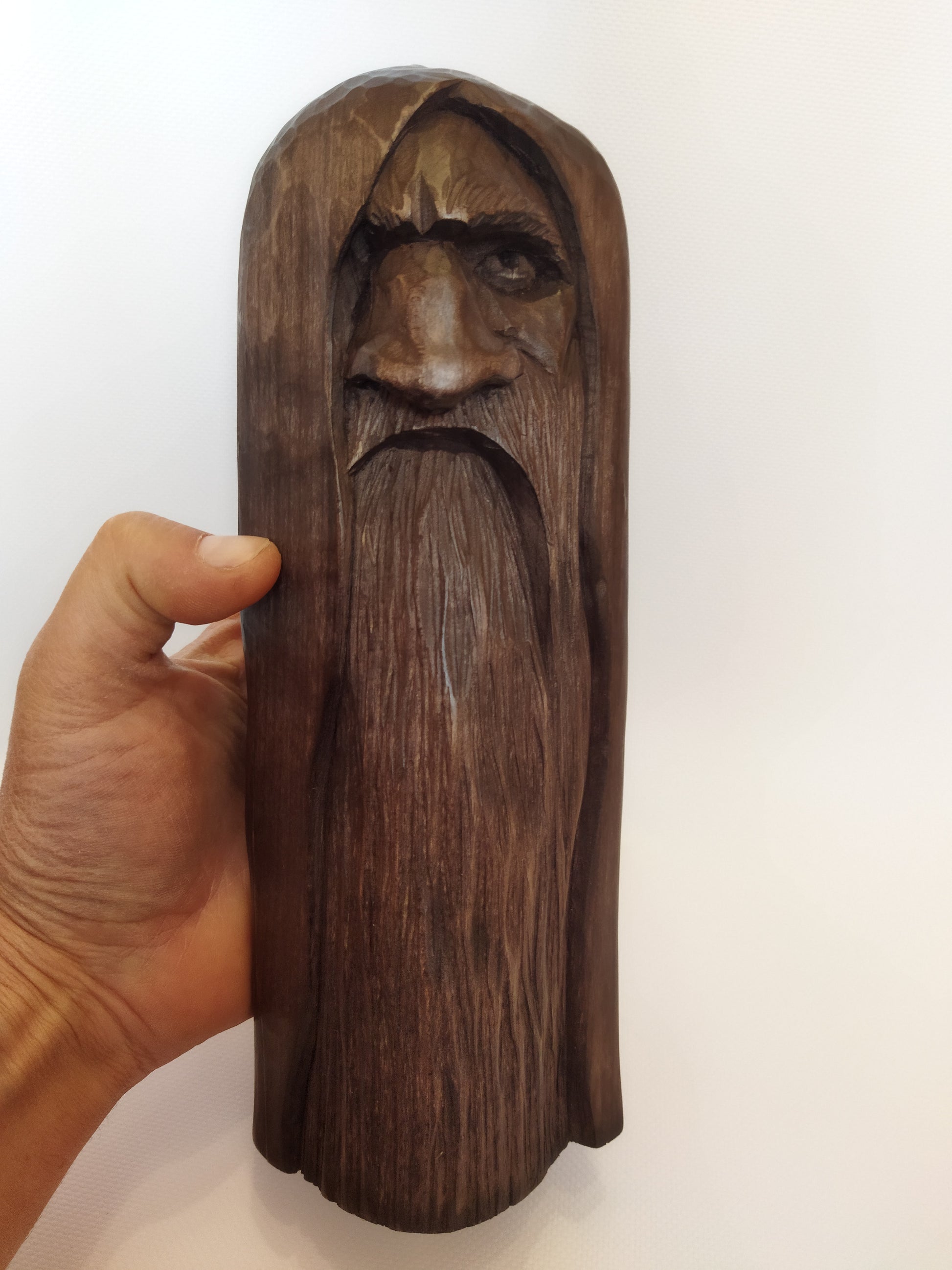 Odin statue. Handmade wooden statue of the god Odin