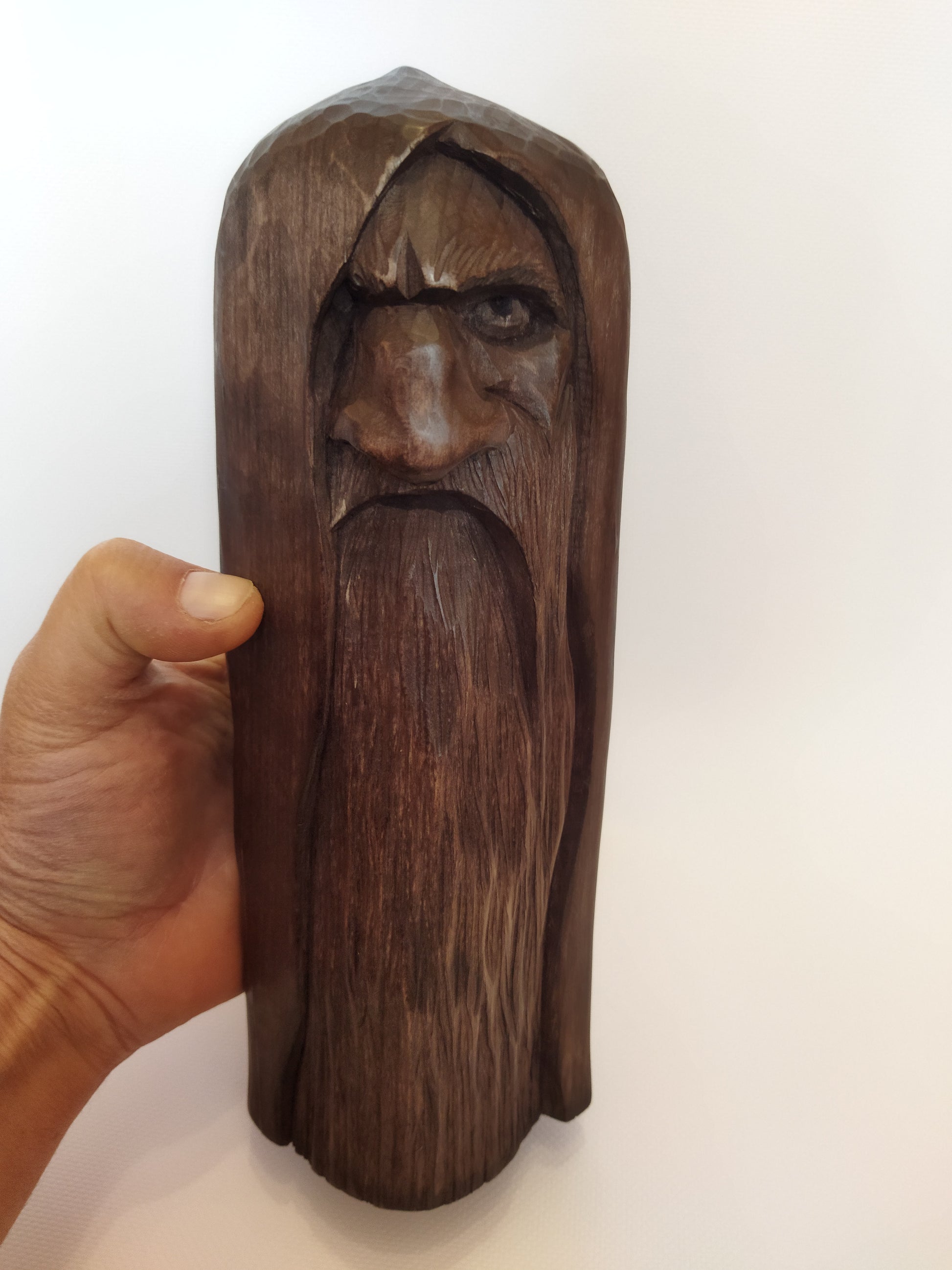 Odin statue. Handmade wooden statue of the god Odin