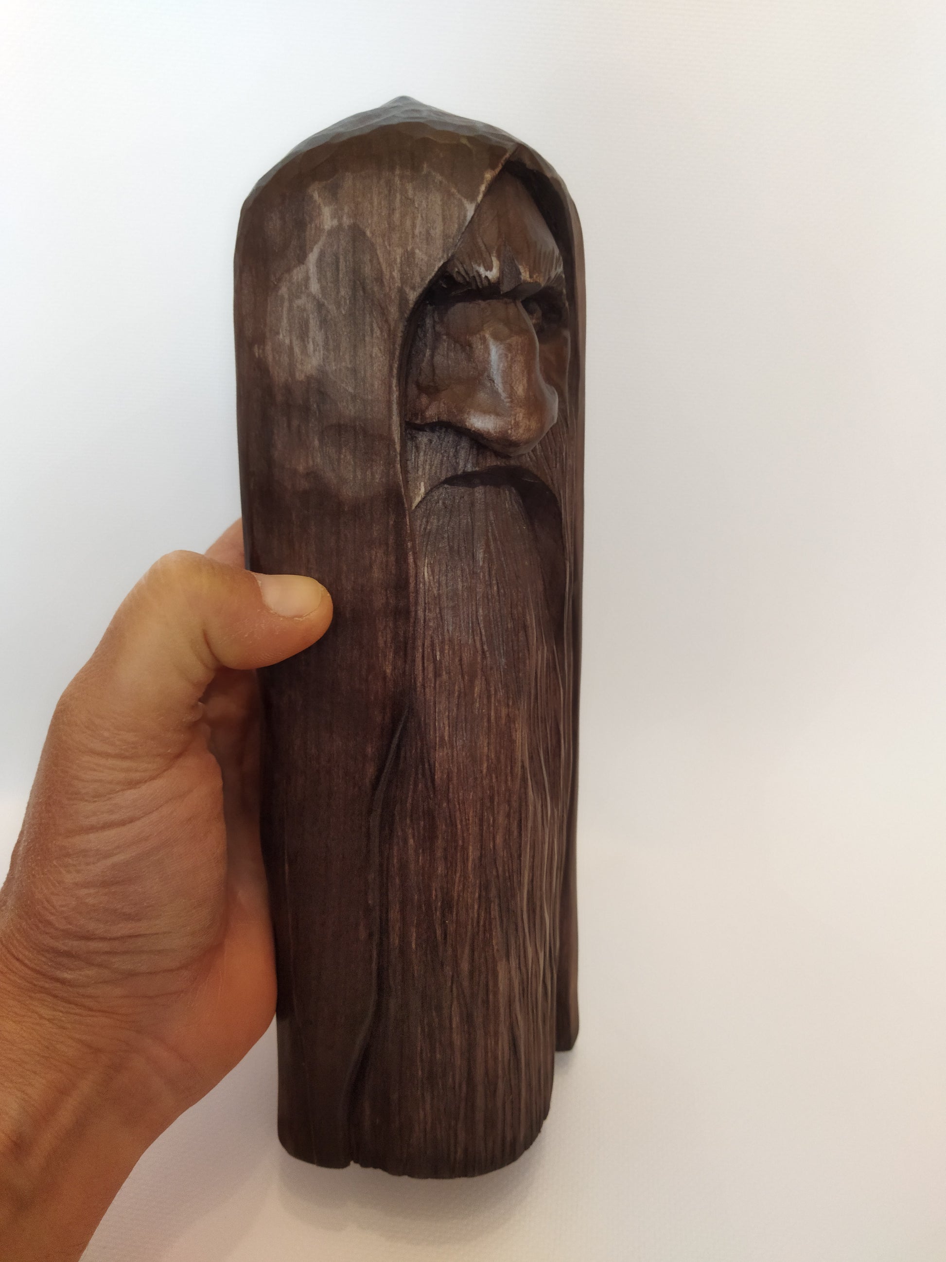 Odin statue. Handmade wooden statue of the god Odin