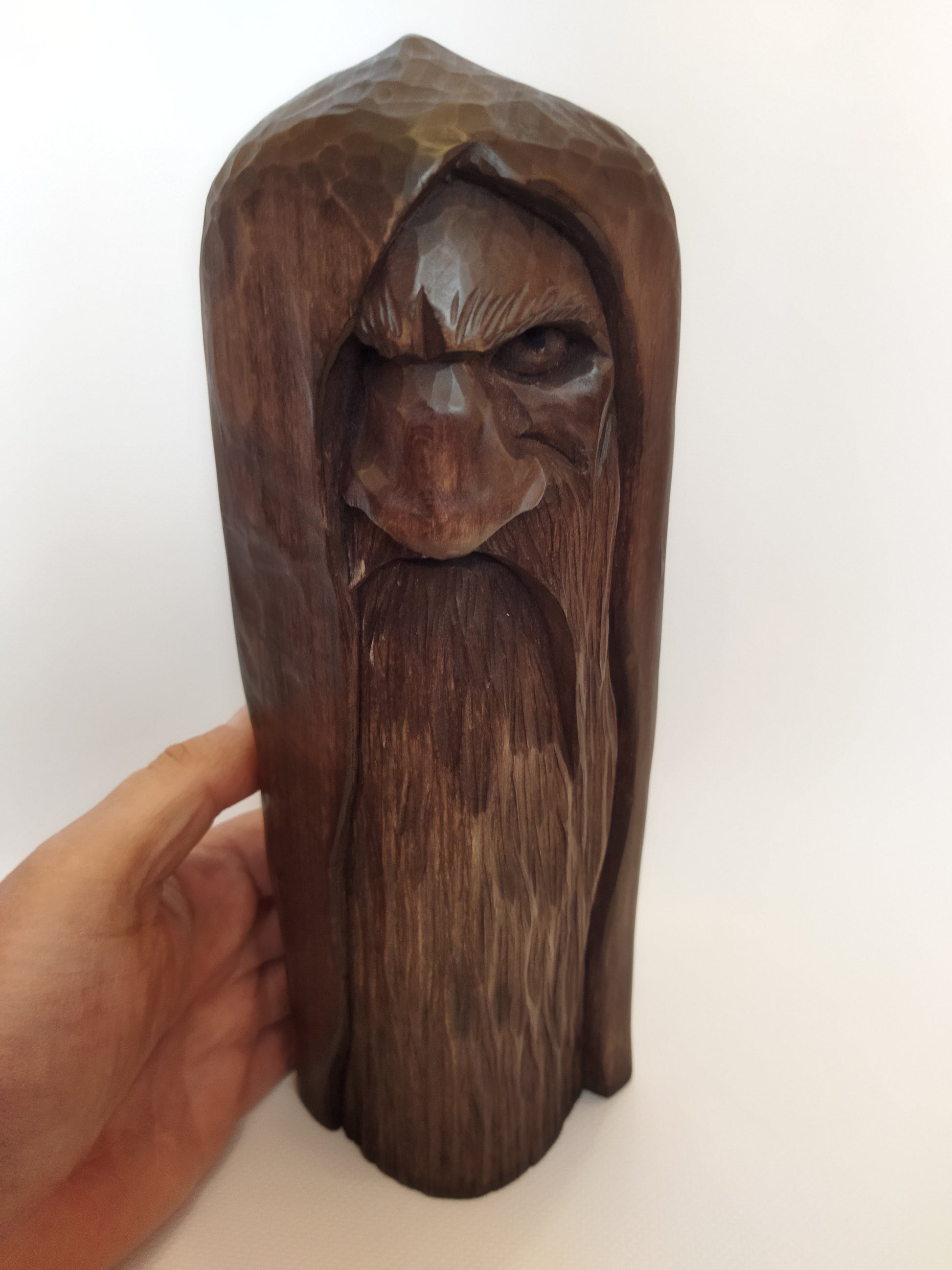 Odin statue. Handmade wooden statue of the god Odin