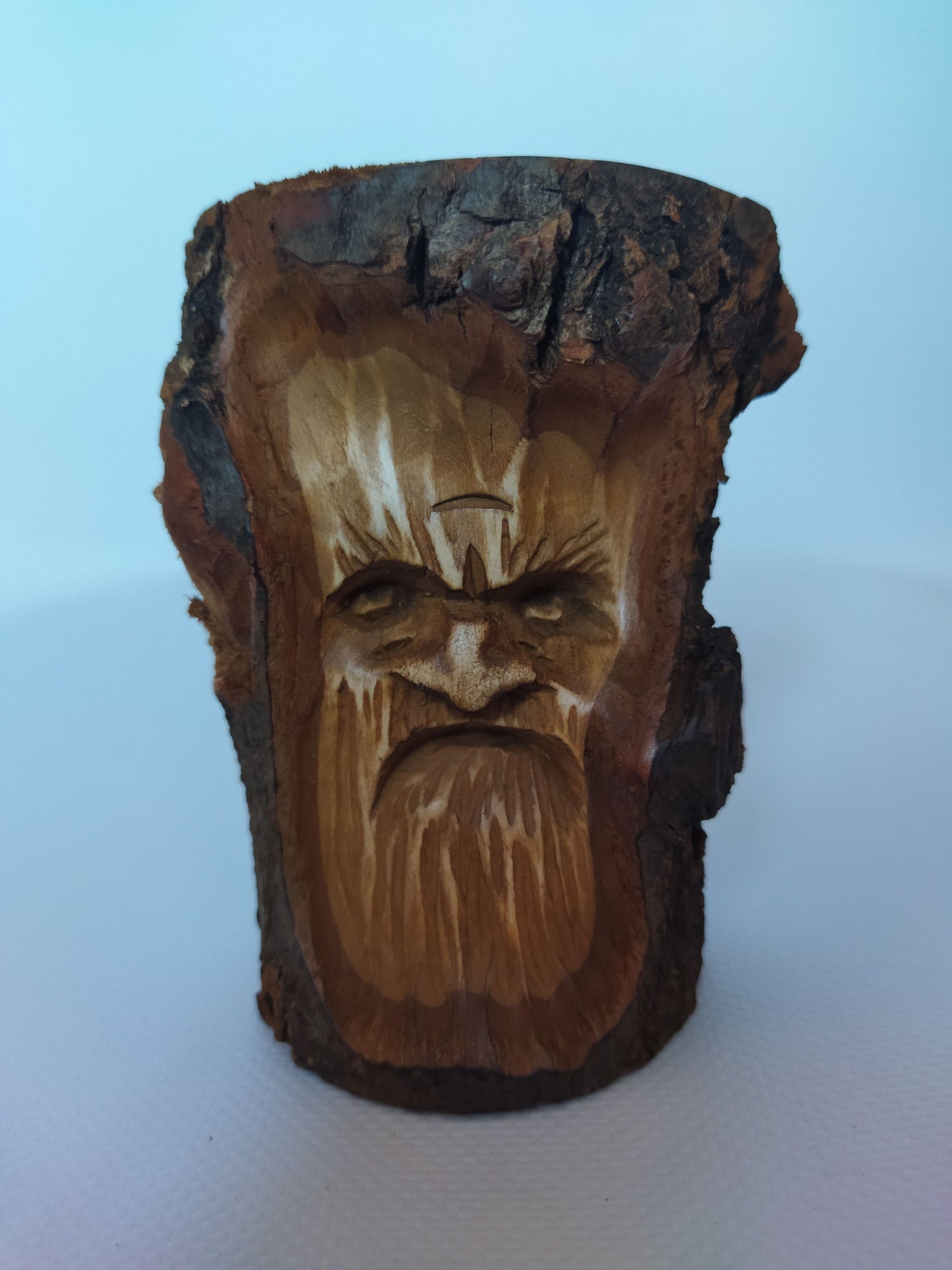 Forest Guardian Wooden Statuette - Handcrafted Wood Spirit Sculpture