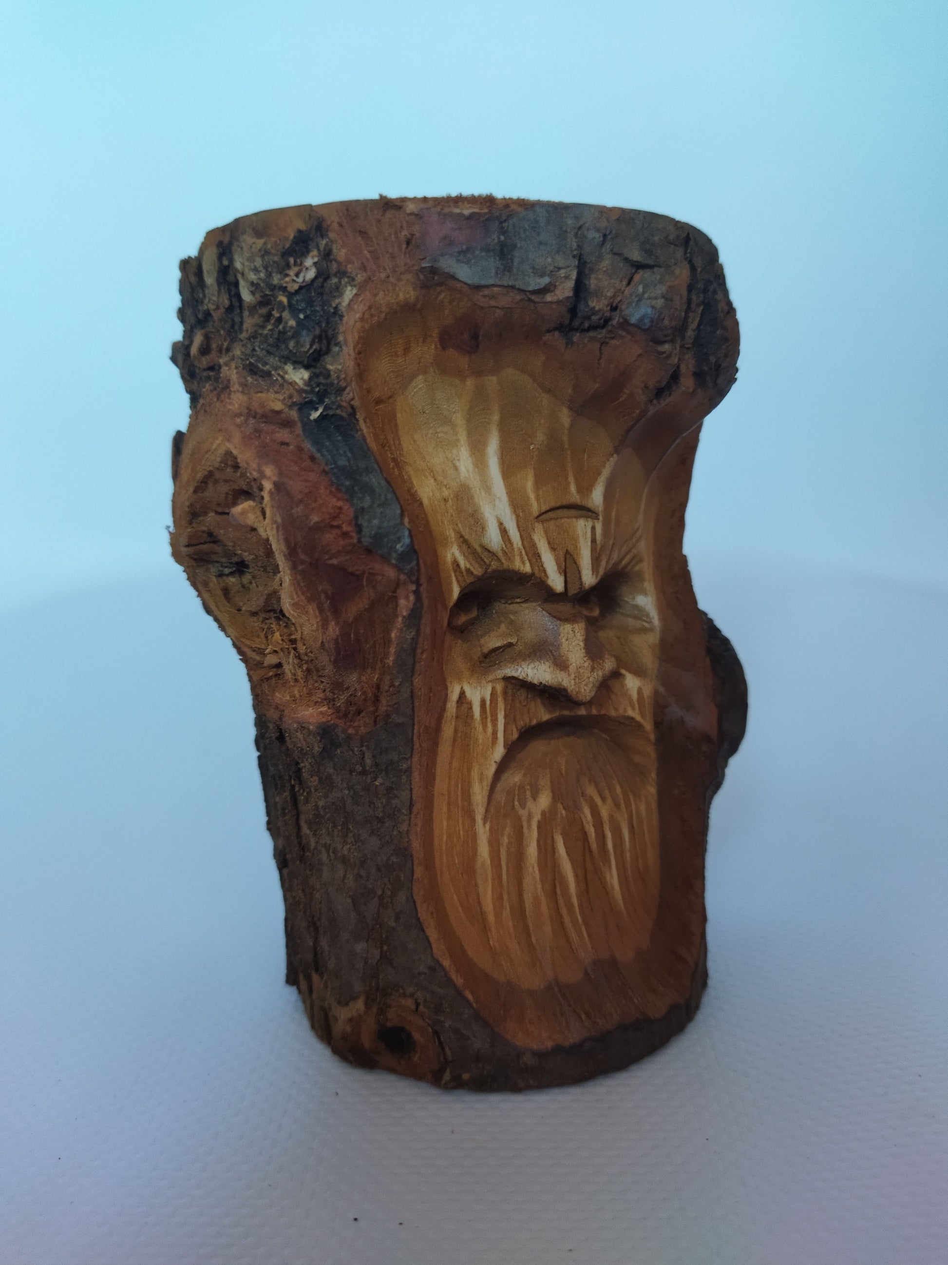 Forest Guardian Wooden Statuette - Handcrafted Wood Spirit Sculpture