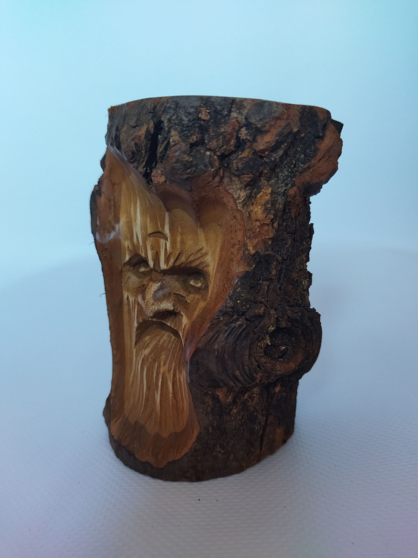 Forest Guardian Wooden Statuette - Handcrafted Wood Spirit Sculpture