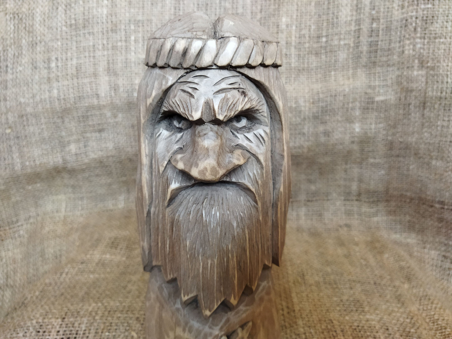 Hand-carved wooden statue of Rod, Slavic god of creation. Made from natural wood, it embodies tradition and spirituality. Perfect for altars, decor, or a unique gift