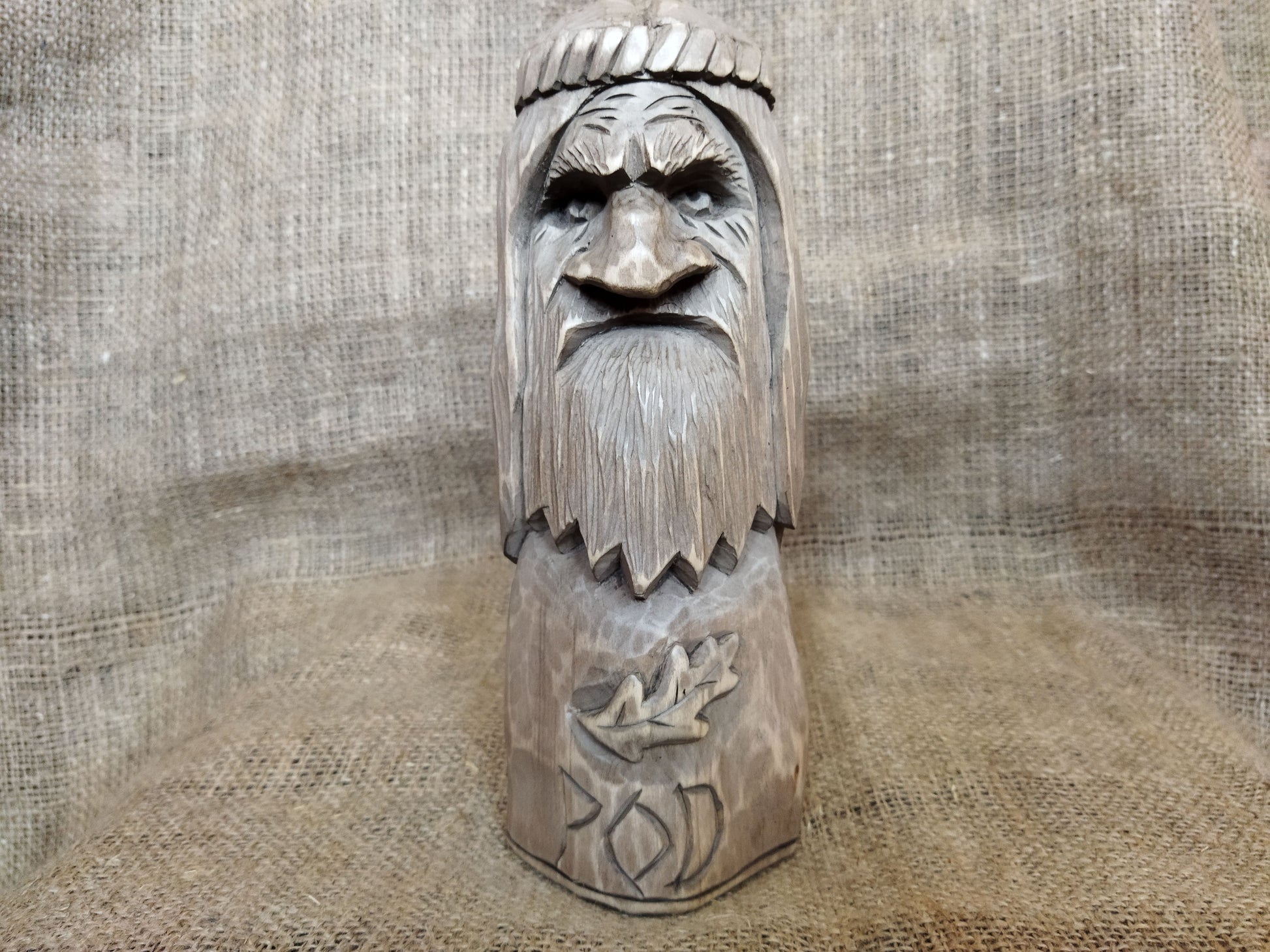 Hand-carved wooden statue of Rod, Slavic god of creation. Made from natural wood, it embodies tradition and spirituality. Perfect for altars, decor, or a unique gift