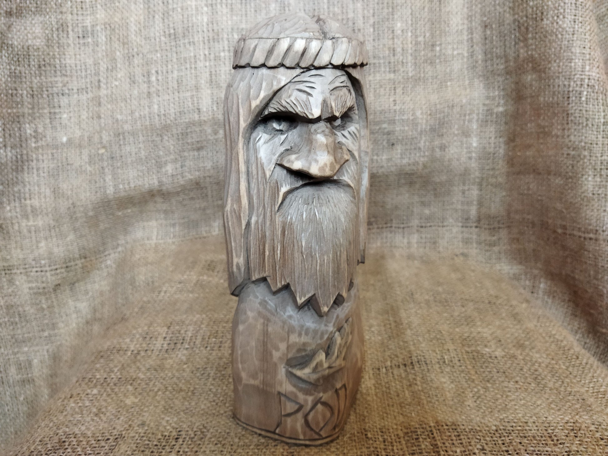 Hand-carved wooden statue of Rod, Slavic god of creation. Made from natural wood, it embodies tradition and spirituality. Perfect for altars, decor, or a unique gift