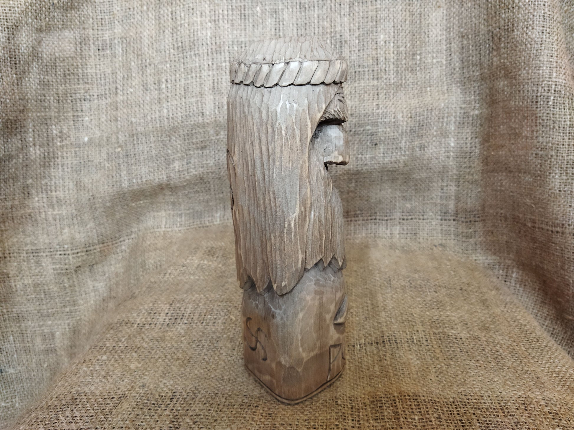 Hand-carved wooden statue of Rod, Slavic god of creation. Made from natural wood, it embodies tradition and spirituality. Perfect for altars, decor, or a unique gift