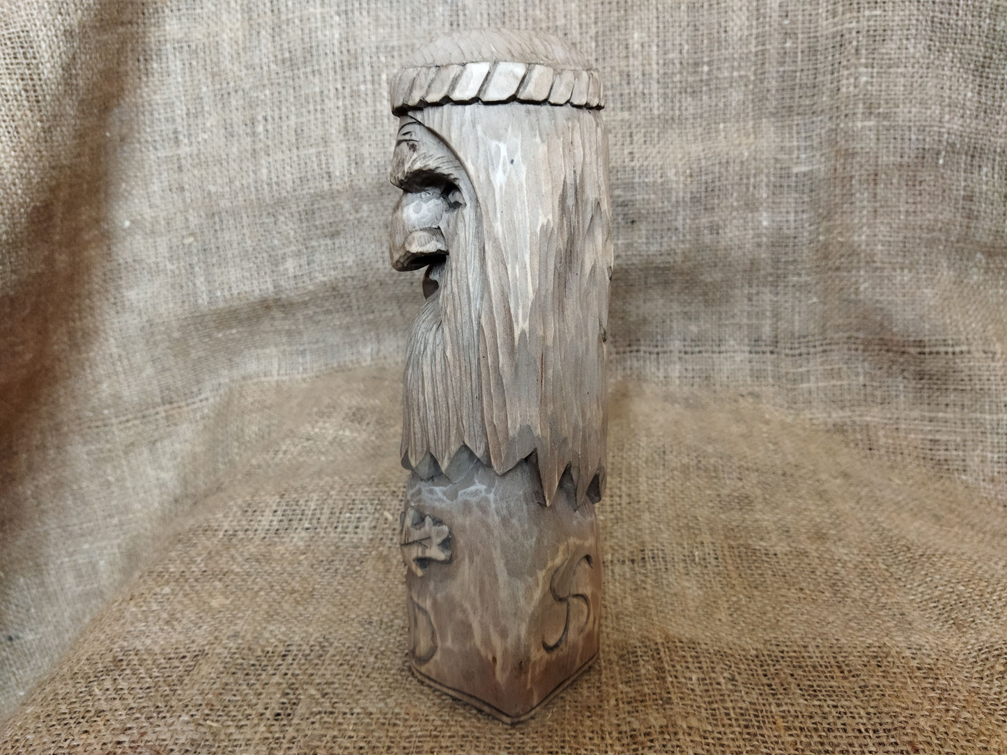 Hand-carved wooden statue of Rod, Slavic god of creation. Made from natural wood, it embodies tradition and spirituality. Perfect for altars, decor, or a unique gift