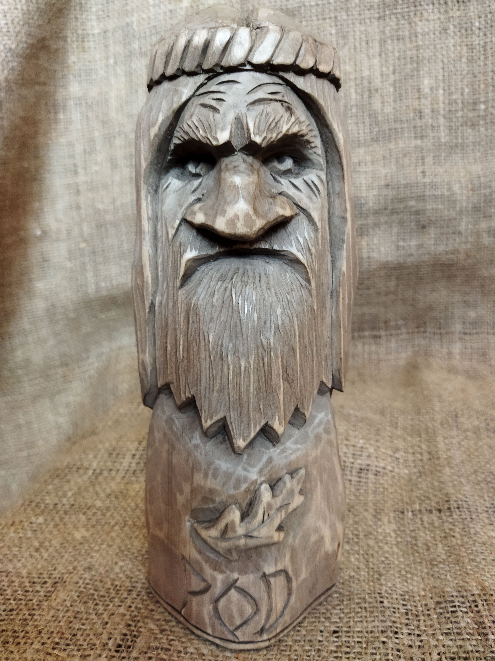 Hand-carved wooden statue of Rod, Slavic god of creation. Made from natural wood, it embodies tradition and spirituality. Perfect for altars, decor, or a unique gift