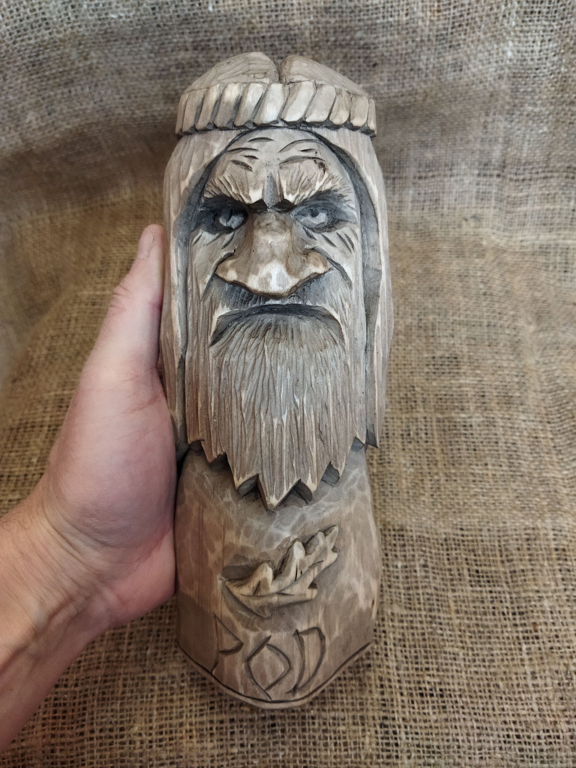 Hand-carved wooden statue of Rod, Slavic god of creation. Made from natural wood, it embodies tradition and spirituality. Perfect for altars, decor, or a unique gift