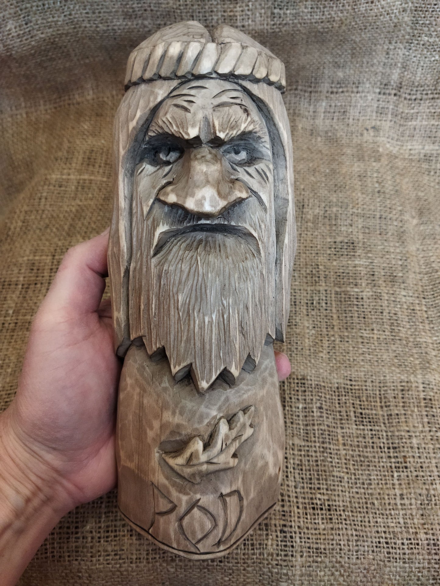 Hand-carved wooden statue of Rod, Slavic god of creation. Made from natural wood, it embodies tradition and spirituality. Perfect for altars, decor, or a unique gift