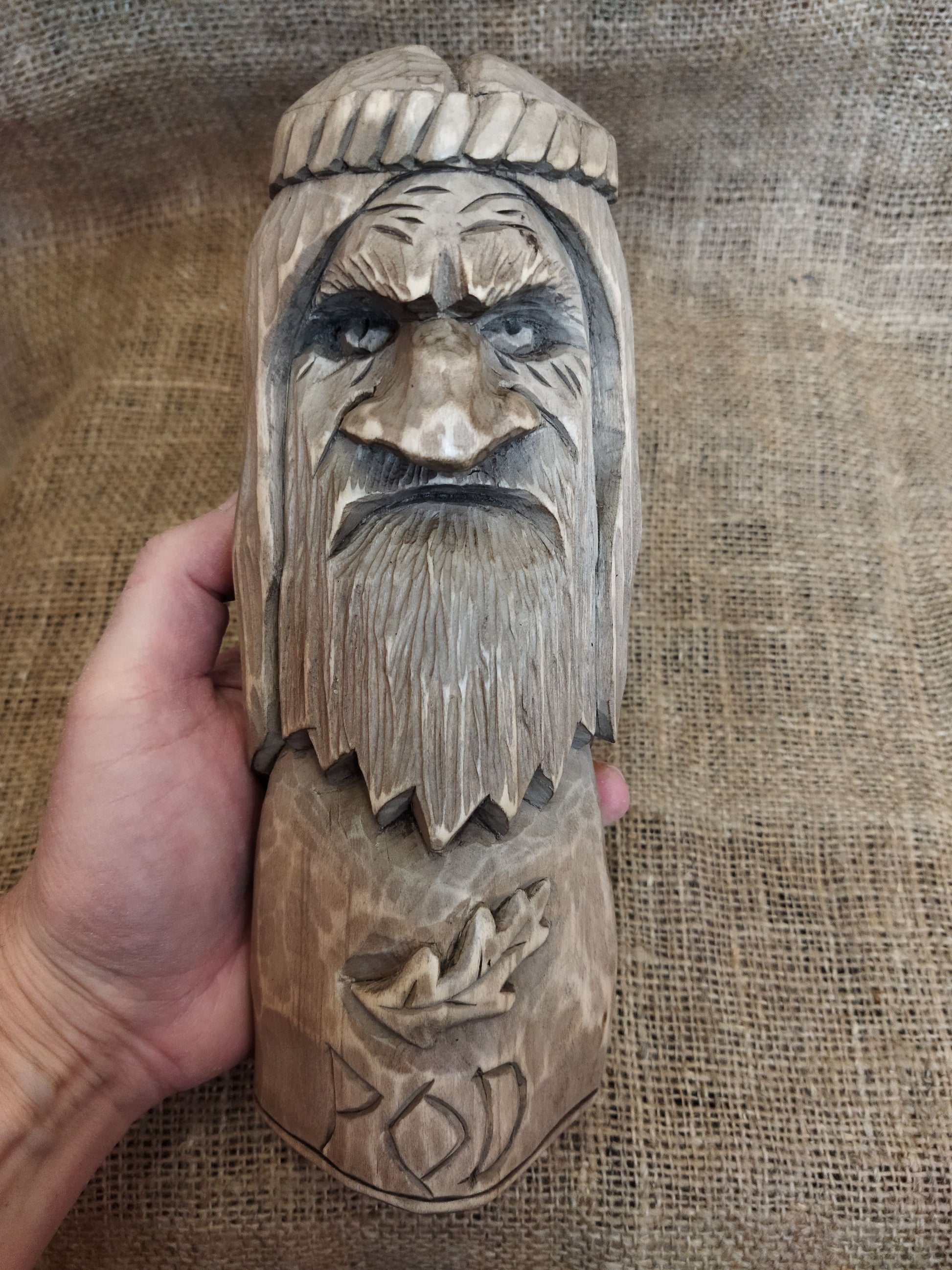 Hand-carved wooden statue of Rod, Slavic god of creation. Made from natural wood, it embodies tradition and spirituality. Perfect for altars, decor, or a unique gift