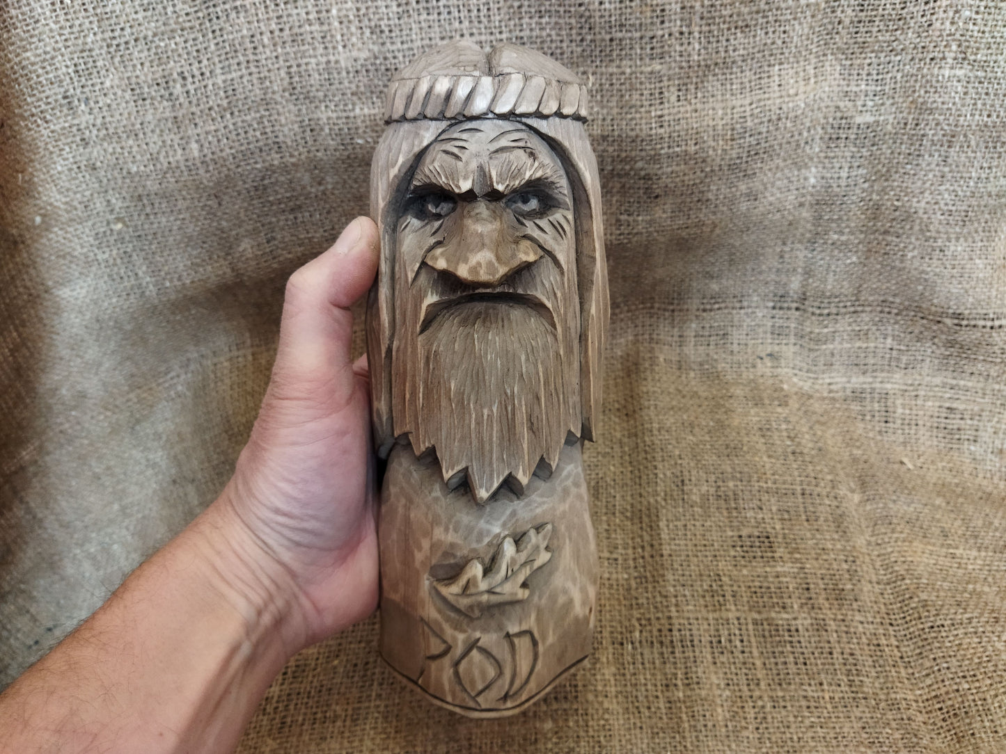 Hand-carved wooden statue of Rod, Slavic god of creation. Made from natural wood, it embodies tradition and spirituality. Perfect for altars, decor, or a unique gift