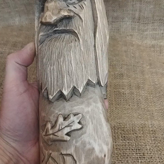 Hand-carved wooden statue of Rod, Slavic god of creation. Made from natural wood, it embodies tradition and spirituality. Perfect for altars, decor, or a unique gift