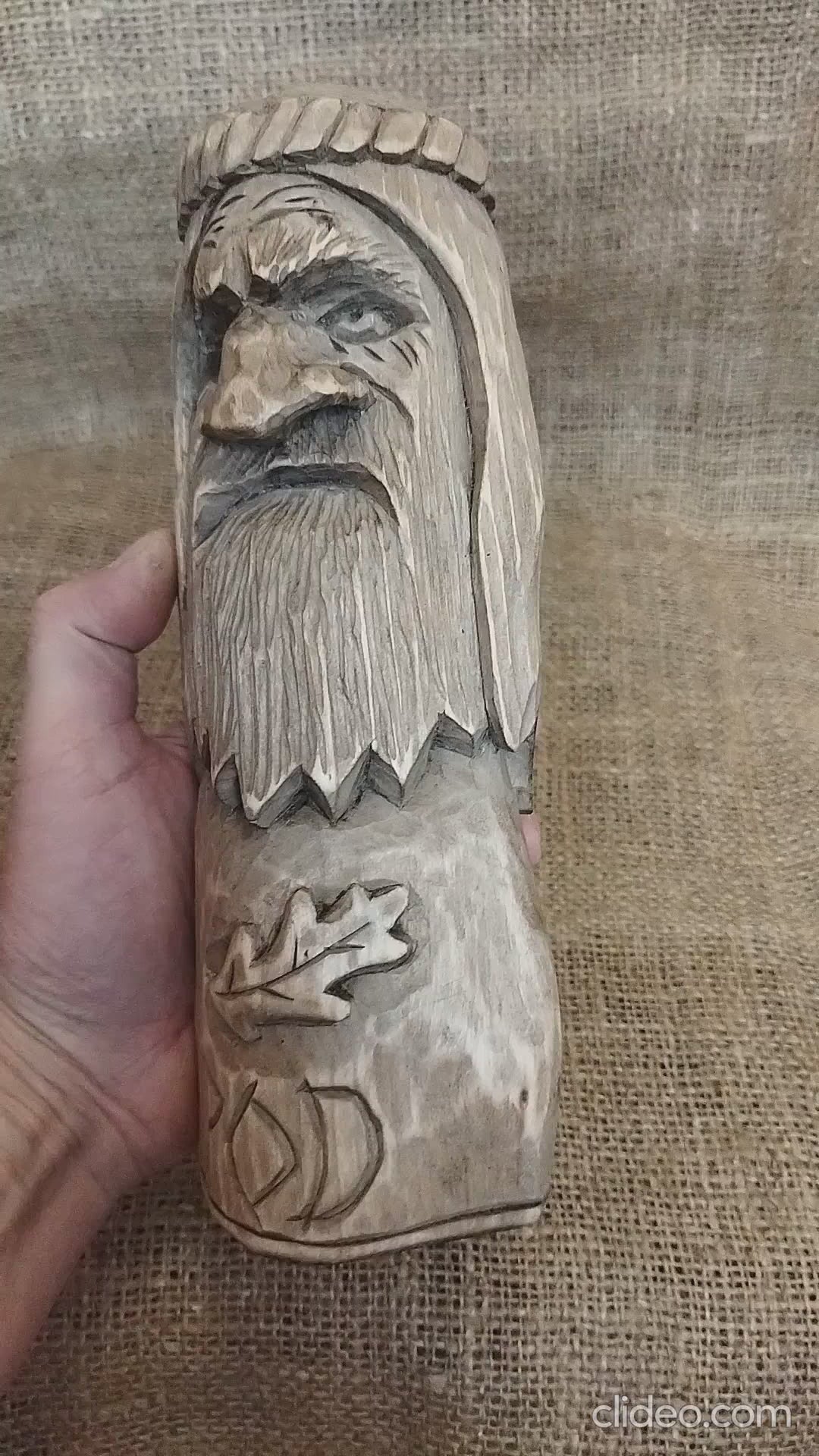 Hand-carved wooden statue of Rod, Slavic god of creation. Made from natural wood, it embodies tradition and spirituality. Perfect for altars, decor, or a unique gift