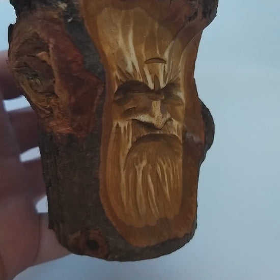 Forest Guardian Wooden Statuette - Handcrafted Wood Spirit Sculpture